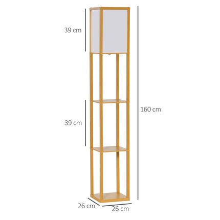 4-Tier Floor Lamp with Storage Shelves for Living Room, Kitchen, Office - Natural