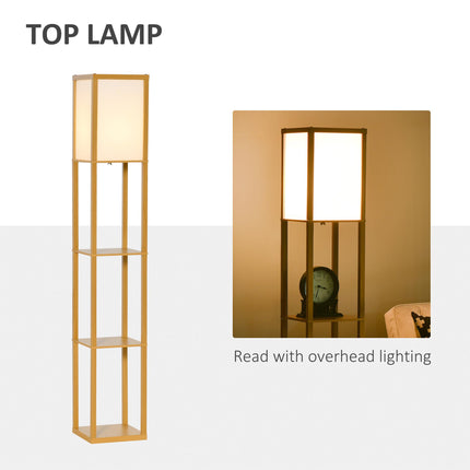 4-Tier Floor Lamp with Storage Shelves for Living Room, Kitchen, Office - Natural