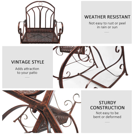 Metal Single Rocking Chair 1 Seater Garden Vintage Style - Bronze