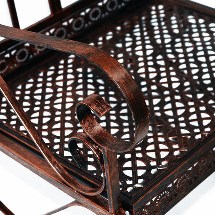 Metal Single Rocking Chair 1 Seater Garden Vintage Style - Bronze