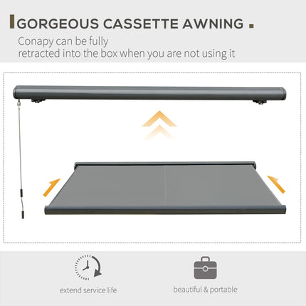 Electric Retractable Awning 350x300cm with Remote Control & LED Strip - Grey