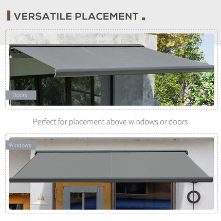 Electric Retractable Awning 350x300cm with Remote Control & LED Strip - Grey