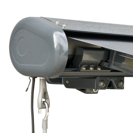 Electric Retractable Awning 350x300cm with Remote Control & LED Strip - Grey