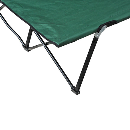 Double Foldable Camping Cot Bed with Carry Bag for Two - Green