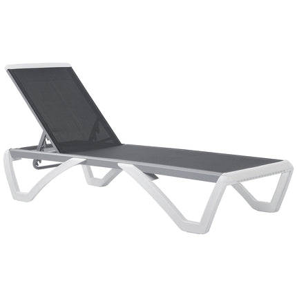 Portable Outdoor Adjustable Chaise Lounge with Breathable Texteline - Light Grey