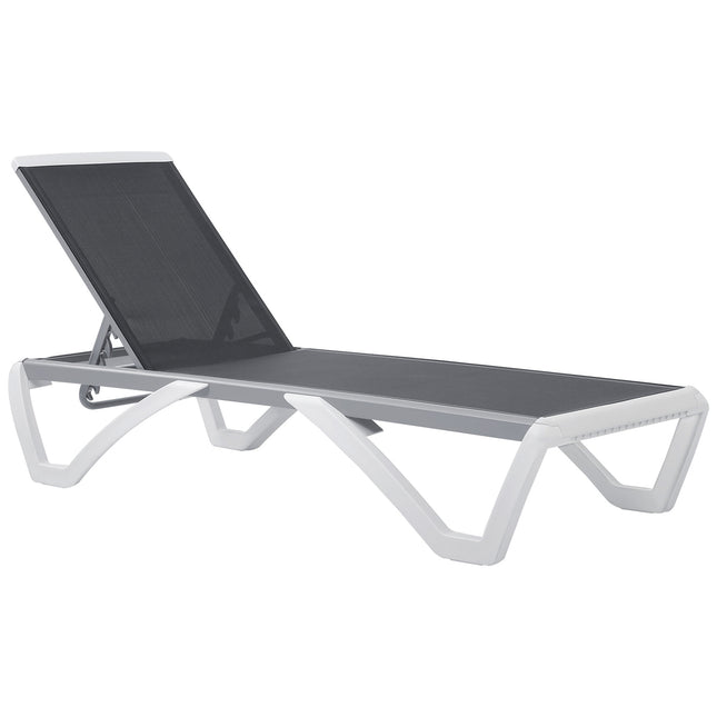 Portable Outdoor Adjustable Chaise Lounge with Breathable Texteline - Light Grey