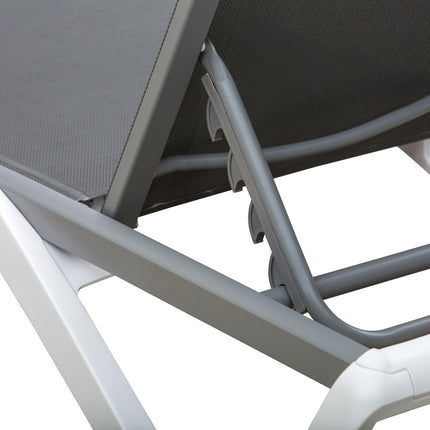 Portable Outdoor Adjustable Chaise Lounge with Breathable Texteline - Light Grey