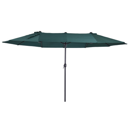 4.6m Double Canopy Garden Parasol Sun Umbrella Patio Market Shelter - Green