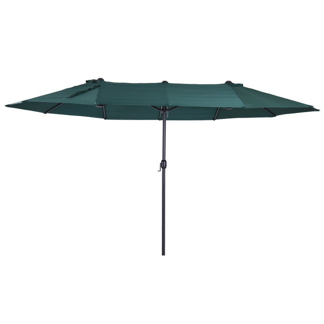 4.6m Double Canopy Garden Parasol Sun Umbrella Patio Market Shelter - Green