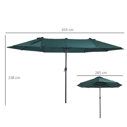 4.6m Double Canopy Garden Parasol Sun Umbrella Patio Market Shelter - Green