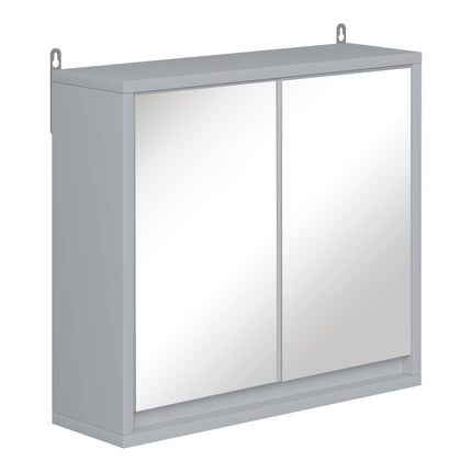 Wall Mounted Bathroom Mirror Cabinet with Adjustable Storage Shelves - Grey