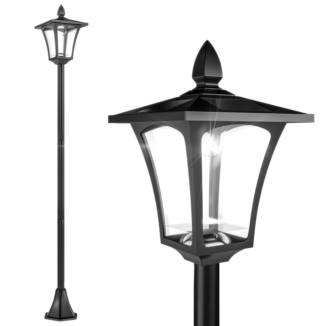 1.6 Metre Solar Powered LED Post Lamp With Sensor - Black
