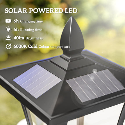 1.6 Metre Solar Powered LED Post Lamp With Sensor - Black