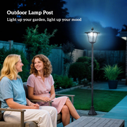 1.6 Metre Solar Powered LED Post Lamp With Sensor - Black