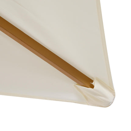 3x2m Wooden Patio Parasol with Ventilated Cream Canopy - Cream