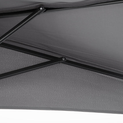 3 Metre Half Round Garden Parasol with Crank Handle and Ventilation - Grey Polyester