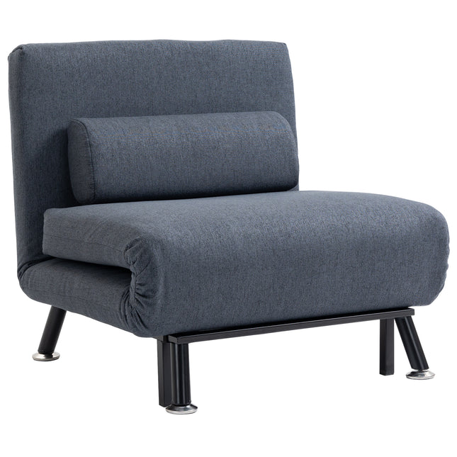 Single Foldable Sofa Bed Sleeper with Pillow - Dark Grey