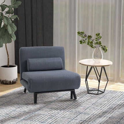 Single Foldable Sofa Bed Sleeper with Pillow - Dark Grey