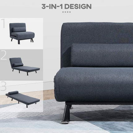 Single Foldable Sofa Bed Sleeper with Pillow - Dark Grey