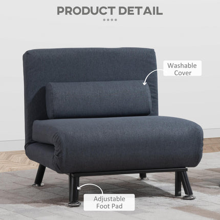 Single Foldable Sofa Bed Sleeper with Pillow - Dark Grey