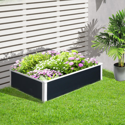 302L Raised Garden Bed Planter Box for Patio Plants and Vegetables 120x90x30 cm - Grey and White