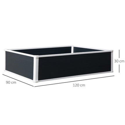 302L Raised Garden Bed Planter Box for Patio Plants and Vegetables 120x90x30 cm - Grey and White