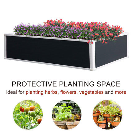 302L Raised Garden Bed Planter Box for Patio Plants and Vegetables 120x90x30 cm - Grey and White