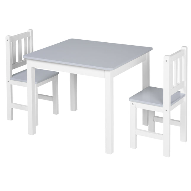 3 Piece Kids Table and Chairs Set Toddler Desk - Grey Multi-Use