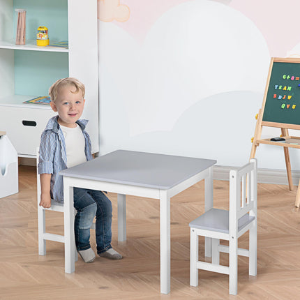 3 Piece Kids Table and Chairs Set Toddler Desk - Grey Multi-Use
