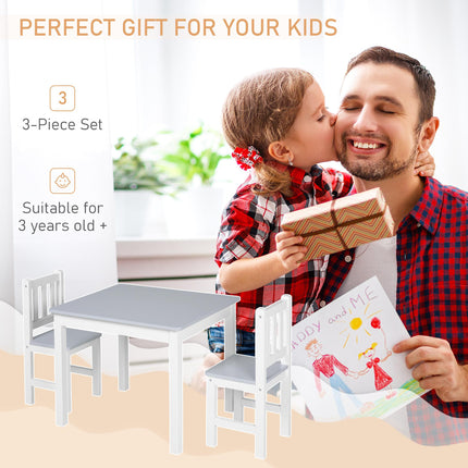 3 Piece Kids Table and Chairs Set Toddler Desk - Grey Multi-Use