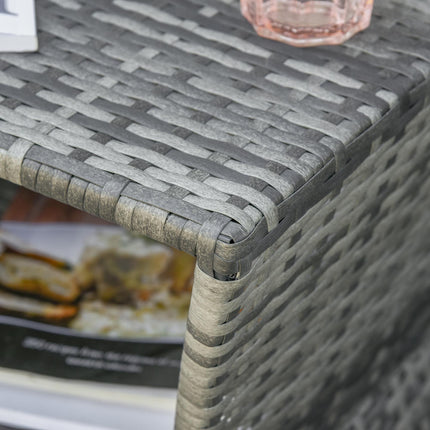 Outdoor Patio Rattan Wicker Coffee Table with Umbrella Hole and Storage - Grey
