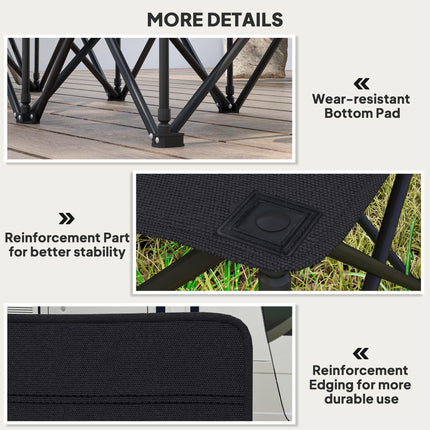 6 Seater Folding Sports Bench with Cup Holders - Black
