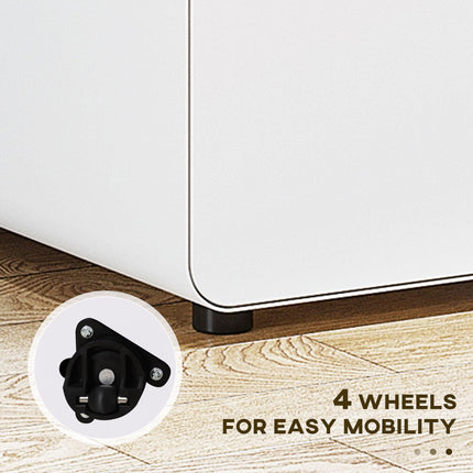 3-Drawer Lockable Mobile File Cabinet with Wheels Fully Assembled - White