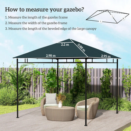 3 x 3 m Gazebo Canopy Replacement Cover, Garden Gazebo Roof Replacement with Dra