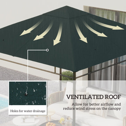 3 x 3 m Gazebo Canopy Replacement Cover, Garden Gazebo Roof Replacement with Dra