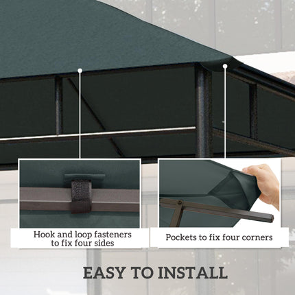 3 x 3 m Gazebo Canopy Replacement Cover, Garden Gazebo Roof Replacement with Dra