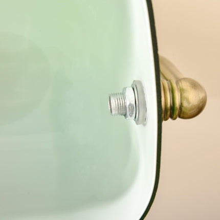 Banker's Desk Table Lamp with Pull Rope Switch and Green Glass Shade - Antique Bronze