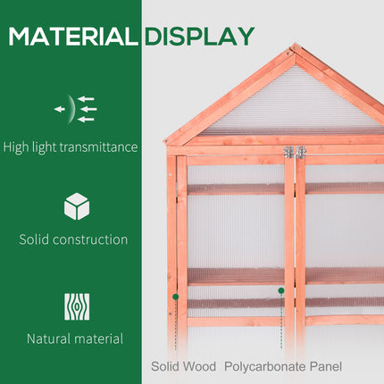 3 Tier Wooden Cold Frame Greenhouse with Polycarbonate Panels - Orange