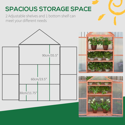 3 Tier Wooden Cold Frame Greenhouse with Polycarbonate Panels - Orange