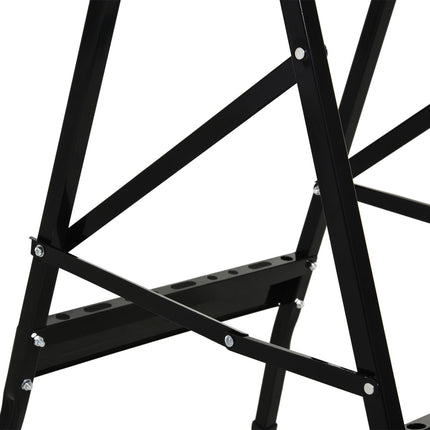 4-in-1 Folding Work Bench with Adjustable Clamping Pegs and Saw Horse Table - Black