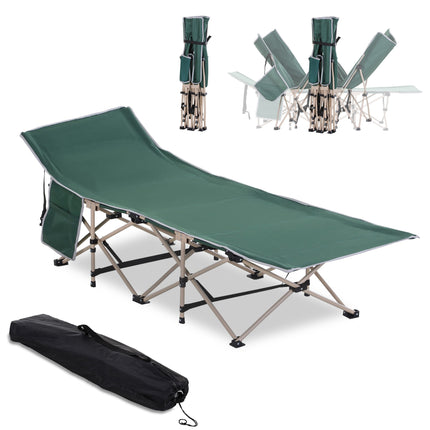 Military Portable Folding Camping Cot with Steel Frame - Green