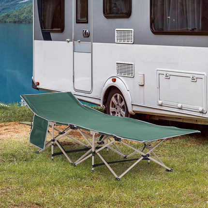 Military Portable Folding Camping Cot with Steel Frame - Green