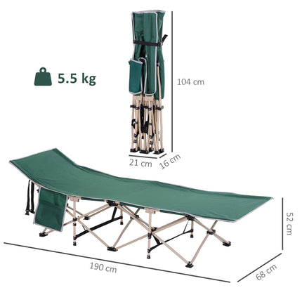 Military Portable Folding Camping Cot with Steel Frame - Green