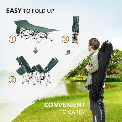 Military Portable Folding Camping Cot with Steel Frame - Green