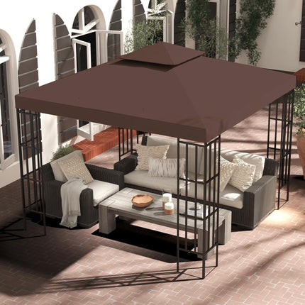 3x3 m Double-Tier Gazebo Canopy Replacement - Coffee