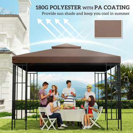 3x3 m Double-Tier Gazebo Canopy Replacement - Coffee