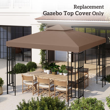 3x3 m Double-Tier Gazebo Canopy Replacement - Coffee