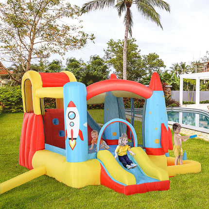 Bounce Castle Inflatable Trampoline Slide Pool Rocket Design 3.3 x 2.65 x 1.85m - Red Blue Yellow