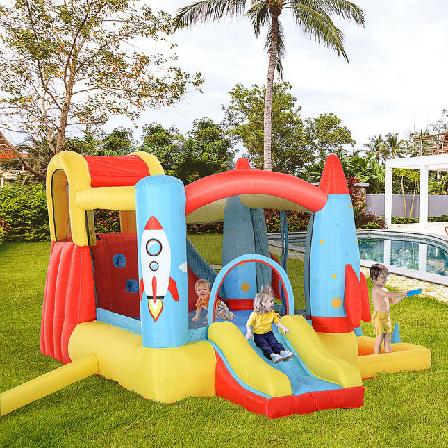 Bounce Castle Inflatable Trampoline Slide Pool Rocket Design 3.3 x 2.65 x 1.85m - Red Blue Yellow