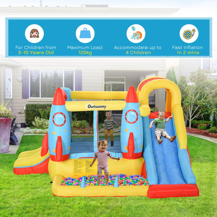 Bounce Castle Inflatable Trampoline Slide Pool Rocket Design 3.3 x 2.65 x 1.85m - Red Blue Yellow